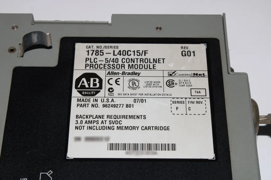 allen-bradley-1785-l40c15-f-serf-revc-plc-5-40-controlnet-processor-module-closeup.webp