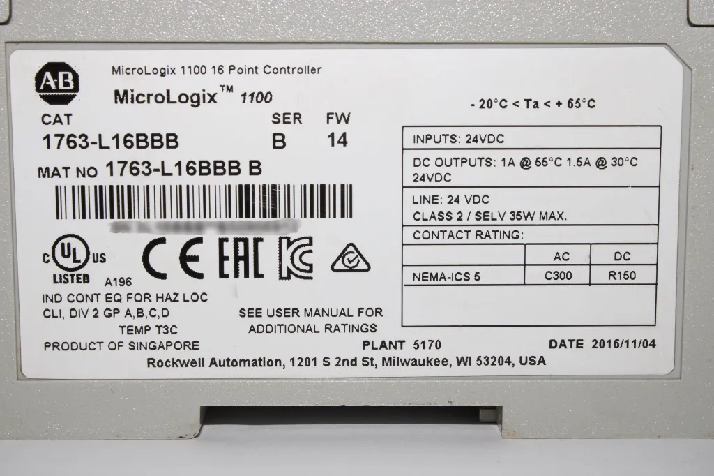 allen-bradley-1763-l16bbb-serb-rev9-micrologix-1100-16-point-controller-closeup.webp