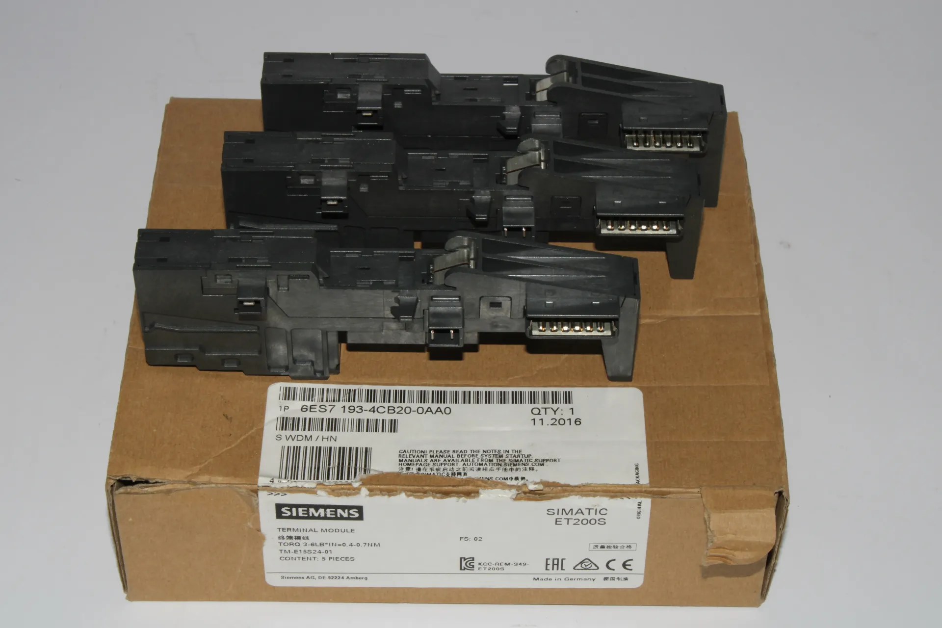 [27B] Siemens 6ES7193-4CB20-0AA0 Terminal Module Simatic ET200S (Box of 3)