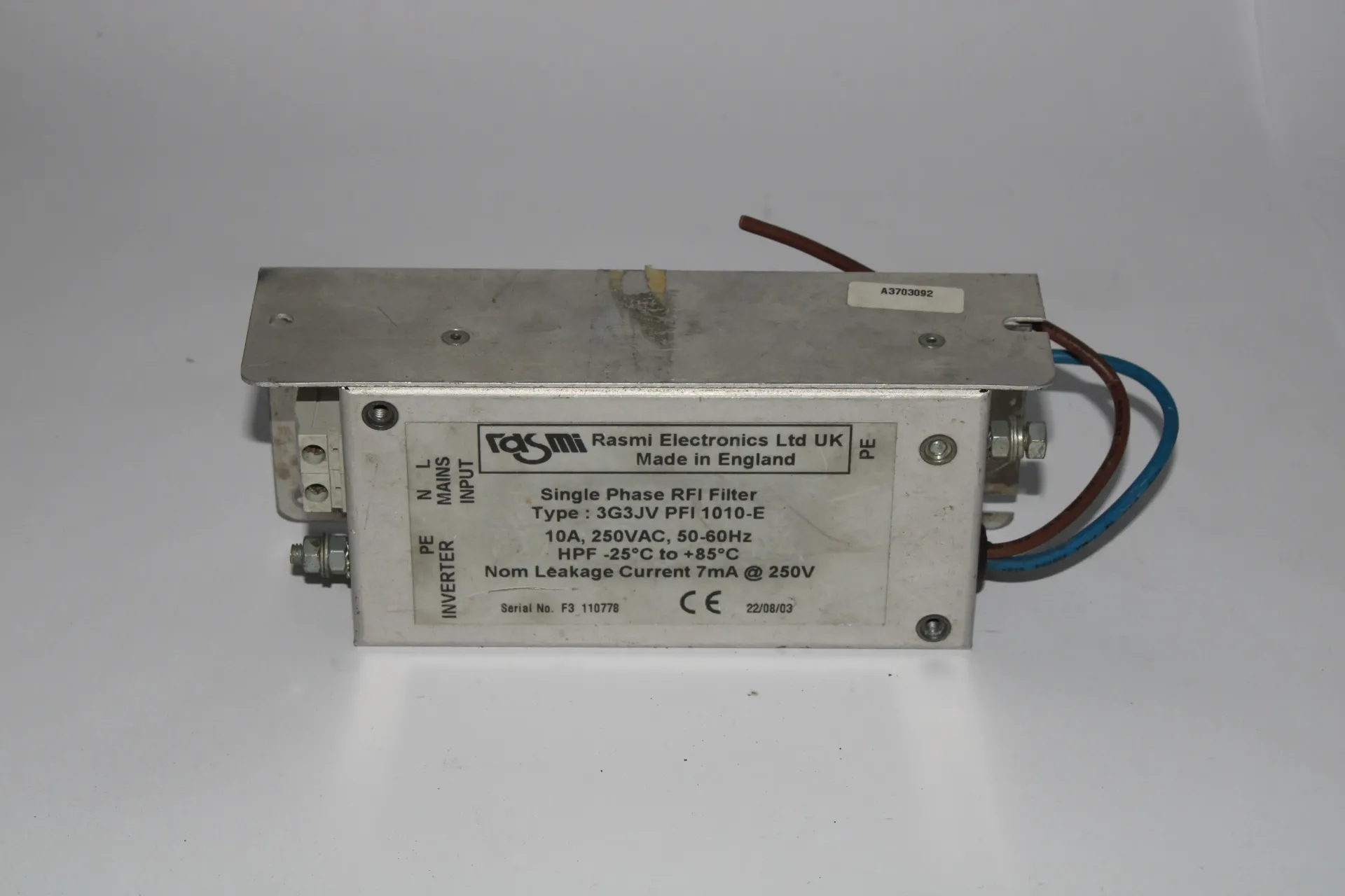 Rasmi Electronics 3G3JVPFI1010-E Single Phase RFI Filter